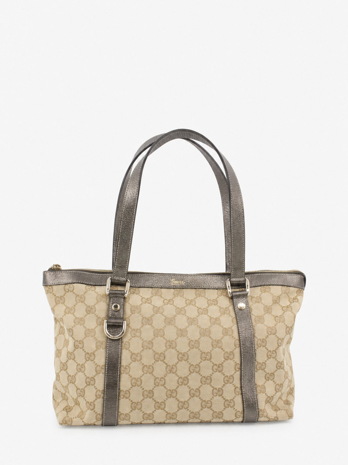 Gucci Abbey Zip Tote Brown Canvas