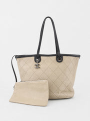 Chanel Shoulder Bag Beige Leather