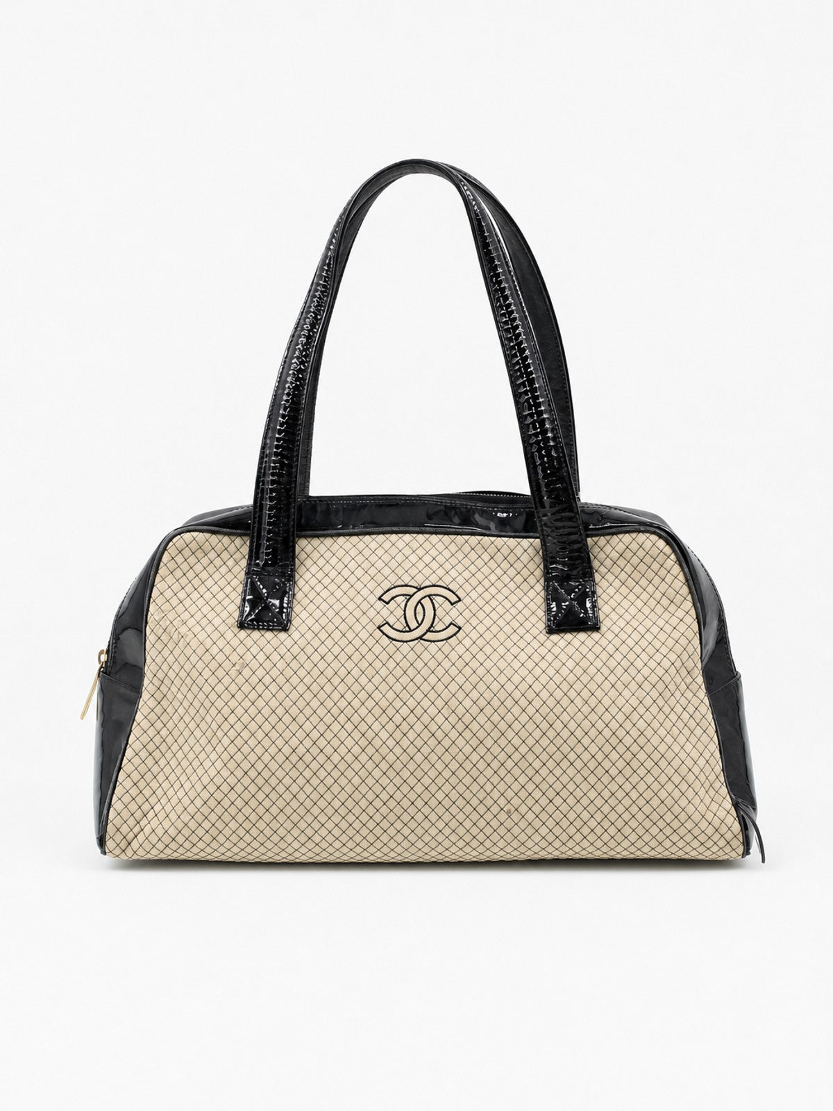 Chanel Shoulder Bag Beige Fabric
