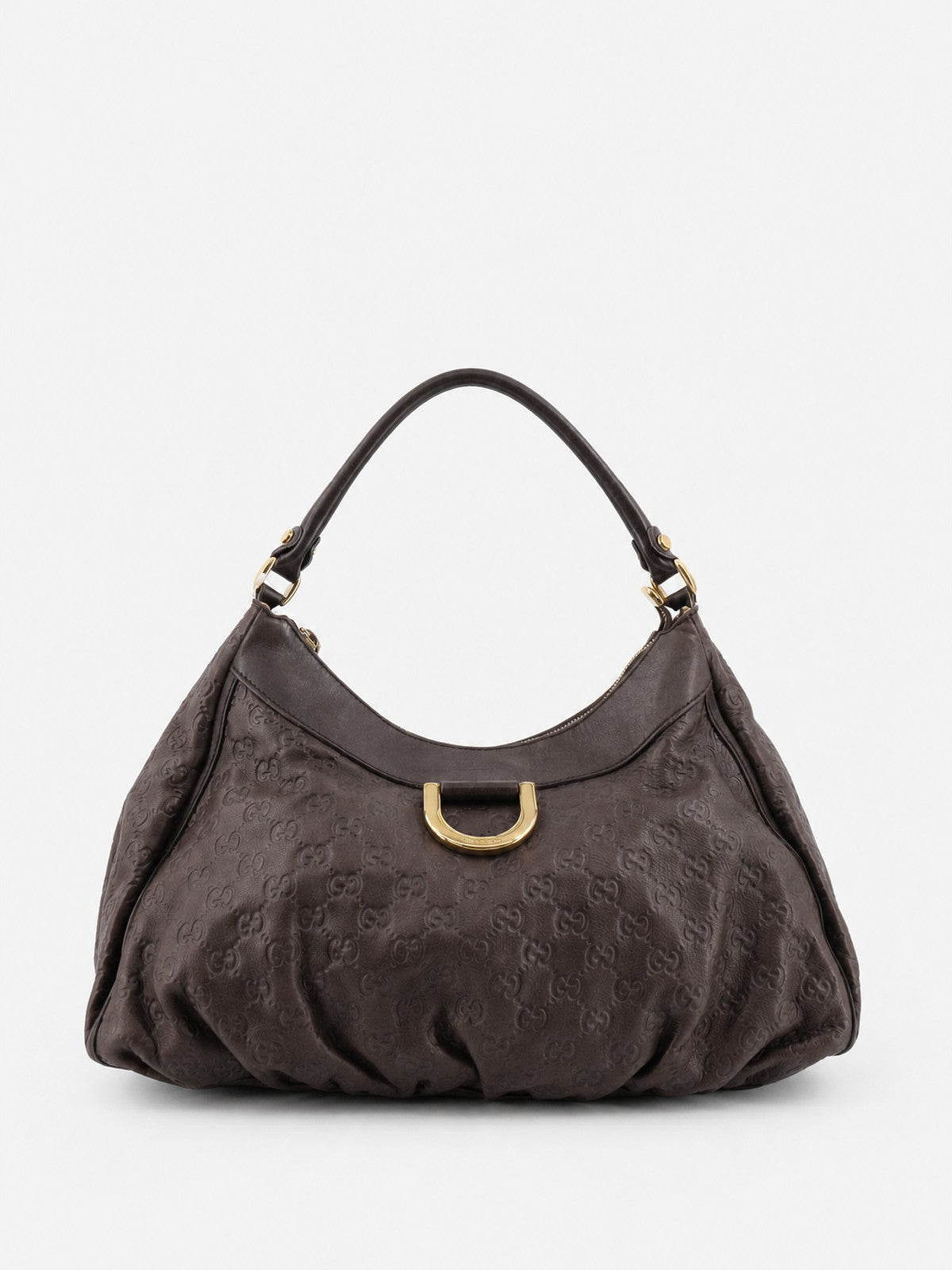 Gucci Abbey D-Ring Medium Brown Leather